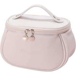 Women Girls Large Capacity Make Up Toiletry Bag Beige Travel Cosmetic Bag